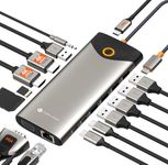 NOVOO Docking Station, 15 in 1 USB C Hub with Dual 4K@60Hz HDMI Adapter, USB C/A Ports, 100W PD, RJ45, SD/TF and Audio, Multiport Adapter for MacBook/iPad/iPhone/Dell/HP/Lenovo