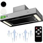 Klarstein Remy - Island Cooker Hood, Kitchen Extractor Fan, Extractor Hood, Substructure hood, Ceiling hood and bull; 90 cm, Touch, Cooking surface lighting; up to 620 m³/h Remote control, Black