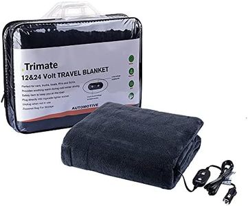 Trimate Electric Car Heating Blanket Plush 3 Heat Settings, Auto Shutoff, Washable, 55 X 40, Plugs into Cars 12v and Truc’s 24v Outlet, Great for Cold Weather, Tailgating, Emergency Kits, Charcoal