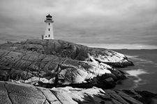 Peggys Cove Lighthouse 1915 Nova Scotia Canada Black White Photo Ocean Sea Coast Cliff Rocks Cool Wall Decor Art Print Poster 12x18