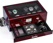 ANWBROAD Watch Box 12 Slot Watch Cases for Men with Large Lid Jewelry Box with Watch Storage 2-Tier Paint Surface Watch Holder Organizer for Men Lockable Watch Display Case UJWB001Y