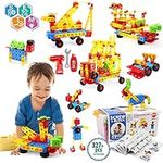 VATOS Building Construction Toys Set for Boys 327 Pcs - STEM Engineering Screw & Drills Block Bricks, Toys for Boys Ages 3 4 5 6-10 Year Old, Creative Toy Gift for Kids Toddlers