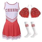 Blaward Women's Cheerleader Costume Fancy Dress Musical Uniform Halloween Party Cheerleading Outfit with Cheer Pom Poms