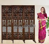 THEHEARTWILL® Wooden partition for Pooja Room/separators for Living Room/Wall partition/Room partition/Wooden partition for Living Room/Divider for Kitchen, Hall. (3 Panels (with Stands))