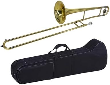 summina Alto Trombone Brass Gold Lacquer Bb Tone B flat Wind Instrument with Cupronickel Mouthpiece Cleaning Stick Case