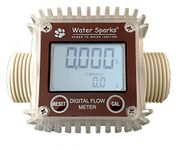 Water Sparks Digital Flow Meter for Water & Liquids | High Accuracy LCD Display | Measures Current Flow & Total Volume | Durable Industrial/Household Use