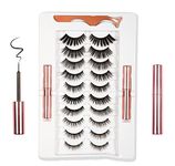 LOVELASH 10 Pairs Magnetic False Eyelash with 2 Waterproof Magnetic Eyeliner Kit, India's First 8D Faux Mink Eye lashes, Natural & Long Lasting Reusable Lashes, Free Applicator, No Glue needed.