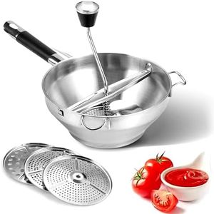 Premium Stainless Steel Food Mill - Effortless Pureeing, Straining & Milling for Soups, Sauces, Baby Food, and More – Includes 3 Interchangeable Discs – Durable & Easy-to-Clean Design