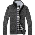 westAce Mens Zip Up Thick Fleece Lined Winter Knitted Cardigan Classic Jumper Cardigan[Charcoal,XXL]