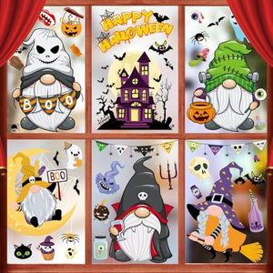 Orfonbi Cute Halloween Window Decorations - 9 Sheets Gnome Window Stickers for Glass Windows Double Sided for Room Party