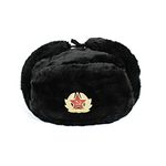 Heka Naturals Soviet Style Winter Hat | Faux Fur Ushanka with Ear Flaps & Decorative Military Pin - Perfect For Long, Cold Winter Nights, Vintage Fashion, Trapper, Fishing & Ski Hat, Great Gift Idea