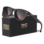 LUENX Polarized Sunglasses for Men Women UV400 Protection Gradient Black&Red Lens Matte Black Square Frame 54MM