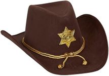 Novelty Felt Cowboy Sheriff's Hat - Fun Party Outfit Costume with Gold Braid for Halloween, Office Parties