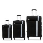 ALKOSIGN Temptation Combo (57+67+77 cm) I Cabin, Medium & Large Luggage Combo I Polyester Softsided 4 Wheels Suitcase/Luggage/Trolley Bag Set of 3 (Black)