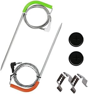 Replacement Meat Probe for Traeger Pellet Grill and Smoker, Comes with 2 Pack Probe Grommet 2 Pack Meat Probes adn Temperature Probe Clip