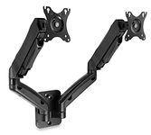 Mount-It! Dual Arm Monitor Wall Mount | Dual Monitor Arm for Mid-sized Screen Displays | Height Adjustable Dual Monitor Wall Mount Full Motion | Support Mural Pour Deux Moniteurs | Black (MI-766)