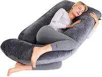 Ufurniture Pregnancy Pillow, J Shaped Body Pillow with Removable Cover, Extended Full Body Pregnancy Pillow Support for Back, HIPS, Legs, Belly(140x70x18CM, Black)