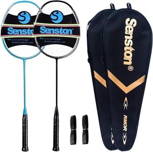 Senston N80-2 Pack Badminton Racquet, Professional Full Carbon-Fiber Badminton Rackets Set with Grip