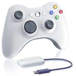 Wireless Controller for X-box 360, 2.4GHZ Gamepad Joystick Controller Remote for X-box 360 S Console & PC Windows 7,8,10 (White)