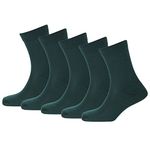 Bizala Boys & Girls Bottle Green Calf Length Cotton School Socks (Pack of 5 Pairs)