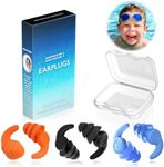 Waterproof Swimming Ear Plugs for Kids, 3 Pairs Soft Silicone Reusable Earplugs, Ear Protection for Showering Swimming Bathing for Children 5-14 Years Old