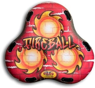 Flexible Flyer 60" Fireball Inflatable Tube Sled - 3-Person Snow Tube and Large Pool Float for Year Round Fun - Heavy Duty Triple Sled with Handles for Kids and Adults