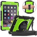 Danycase iPad Air 2 Case, Case for iPad 6th/5th Generation, Full-body Shockproof Protective Case with[Screen Protector][Hand&Shoulder Strap] for iPad Air 2/iPad 5th/6th Gen 9.7 2017/2018 (Black+Green)