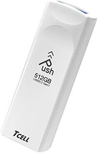 TCELL Push 512GB USB 3.2 Gen1(3.1/3.0) USB Stick Flash Drive Read Speed up to 100MB/s, Retractable Design Memory Stick, White