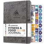 Clever Fox Fitness & Food Journal – Nutrition & Workout Planner for Women & Men – Diet & Gym Exercise Log Book with Calendars, Diet & Training Trackers - Undated, A5 Size, Hardcover (Grey)