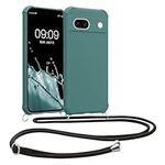 kwmobile Crossbody Case Compatible with Google Pixel 8a Case - TPU Silicone Cover with Strap - Petrol