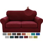 XINEAGE 2024 Newest 3 Pieces Couch Covers for 2 Cushion Sofa Super Stretch Loveseat Slipcover Pet Dog Universal Slip Cover Anti Slip Love Seat Furniture Protector (Wine Red), 55"-69"(2 Cushions)