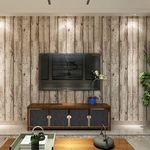 HANMERO Vintage Style Vivid Wood Graining PVC Vinyl Wall Paper 20.86 inches by 393 inches for Living Sitting Room TV Background - light brown