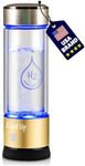 Level Up Way - Hydrogen Water Bottle Generator - New Technology Glass Water Ionizer - SPE Ionic Membrane - High Borosilicate Glass 13 Ounce (Gold)