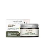 Juicy Chemistry Vanilla Bean Organic Lip Balm, 5 g | Enriched with Delicate, Dreamy, Vanilla Beans, Cocoa Butter, Jojoba & Argan Oil to Smooth and Soften Dry, Chapped & Sensitive Lips | Lip Balm For Women & Men