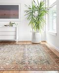 Loloi II Layla Collection LAY-04 Ocean / Rust, Traditional 9'-0" x 12'-0" Area Rug