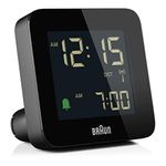 Braun Digital Radio Controlled Analogue Alarm Clock For Central European Time Zone (DCF) with Snooze, Negative LCD Display, Quick Set, Crescendo Beep Alarm in Black, model BC09B-DCF.