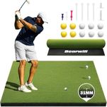 Bearwill Golf Mat 5ft x 4ft, 31mm Elite Golf Hitting Mat for Indoor Outdoor Practice, Artificial Grass Simulator Turf Mat for Chipping Swing Driving Training