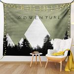 Ambesonne Adventure Tapestry, Forest with Halftone Effect Hipster Typography Camping in Mountains, Wide Wall Hanging for Bedroom Living Room Dorm, 80" X 60", Army Green