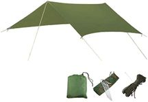 TRIWONDER Camping Tarp - 118"x118" Waterproof Rain Fly Tent Footprint Ground Cloth Multifunctional Cover Heavy Duty for Canopy Hammock Hiking Picnic (Green)