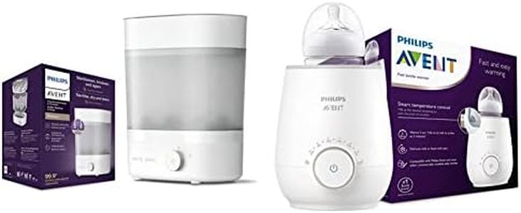 Philips Avent steriliser (Model SCF293/01) & Avent Fast Bottle Warmer with Smart Temperature Control: Warms Evenly, No Hotspots – SCF358/00