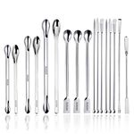 WERTYCITY 17 Pack Lab Spatula - Micro Lab Spoon/Scoop with Nickel Stainless Steel- Laboratory Mixing Spatula Sampling Spoon for Powders Gel Cap Filler, Capsule Filler 0 00, Stainless Steel