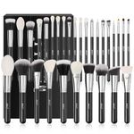 BEILI 30Pcs Professional Makeup Brush Set Original Natural-Synthetic Kabuki Foundation, Face Powder, Highlighter, Contour, Eye Shadow, Eyebrow, Eyeliner, Makeup Tools Kit (Classic Black)…