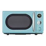 Galanz GLCMKA07BER-07 Retro Microwave Oven, LED Lighting, Pull Handle Design, Child Lock, Bebop Blue, 0.7 cu ft