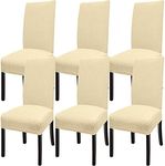 NORTHERN BROTHERS Dining Chair Slipcover Set of 6, Stretch Fit Washable Removable Spandex Kitchen Table Parsons Chair Protectors Slip Covers, Beige