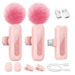 Wireless Lavalier Microphone for iPhone, iPad, Android Phone，2-Pack Mini Microphone with Noise Reduction, Auto Pairing and Mute & Reverb for Vlogging, Video Recording, TikTok (L)
