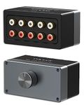 Cubilux AS-R4 4-Way Bidirectional RCA Selector Box, Passive 4-Channel Stereo RCA Speaker Audio Switch Box, 1(4) In 4(1) Out RCA Audio Splitter