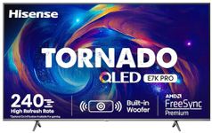 Hisense 164 cm (65 inches) Tornado Series 4K Ultra HD Smart QLED TV 65E7K PRO (Dark Grey)