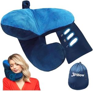 Travel Pillow - British Invention of the Year - Upgraded with Patented Anti-Slip Scarf - Unique Chin Support - Neck Pillow for Airplane - Even Works in the Middle Seat - (Blue)