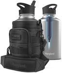 RANGLAND Filtered Half Gallon Water Bottle with Straw Lid - Large Insulated Bottle with Filter System, Includes Carrier Bag with Padded Shoulder Strap, 64oz (Stainless Steel)