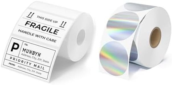 3x2 Inch White Thermal Labels+2" Circle Holographic Thermal Label Stickers